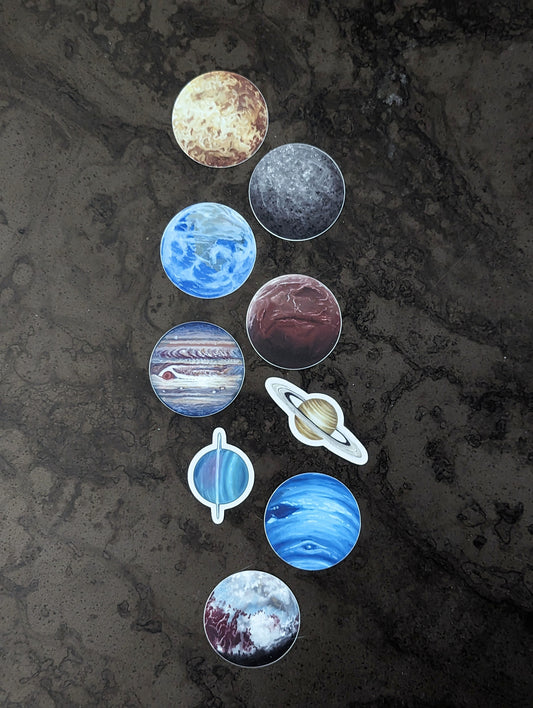 Solar System Planetary Stickers & Magnets