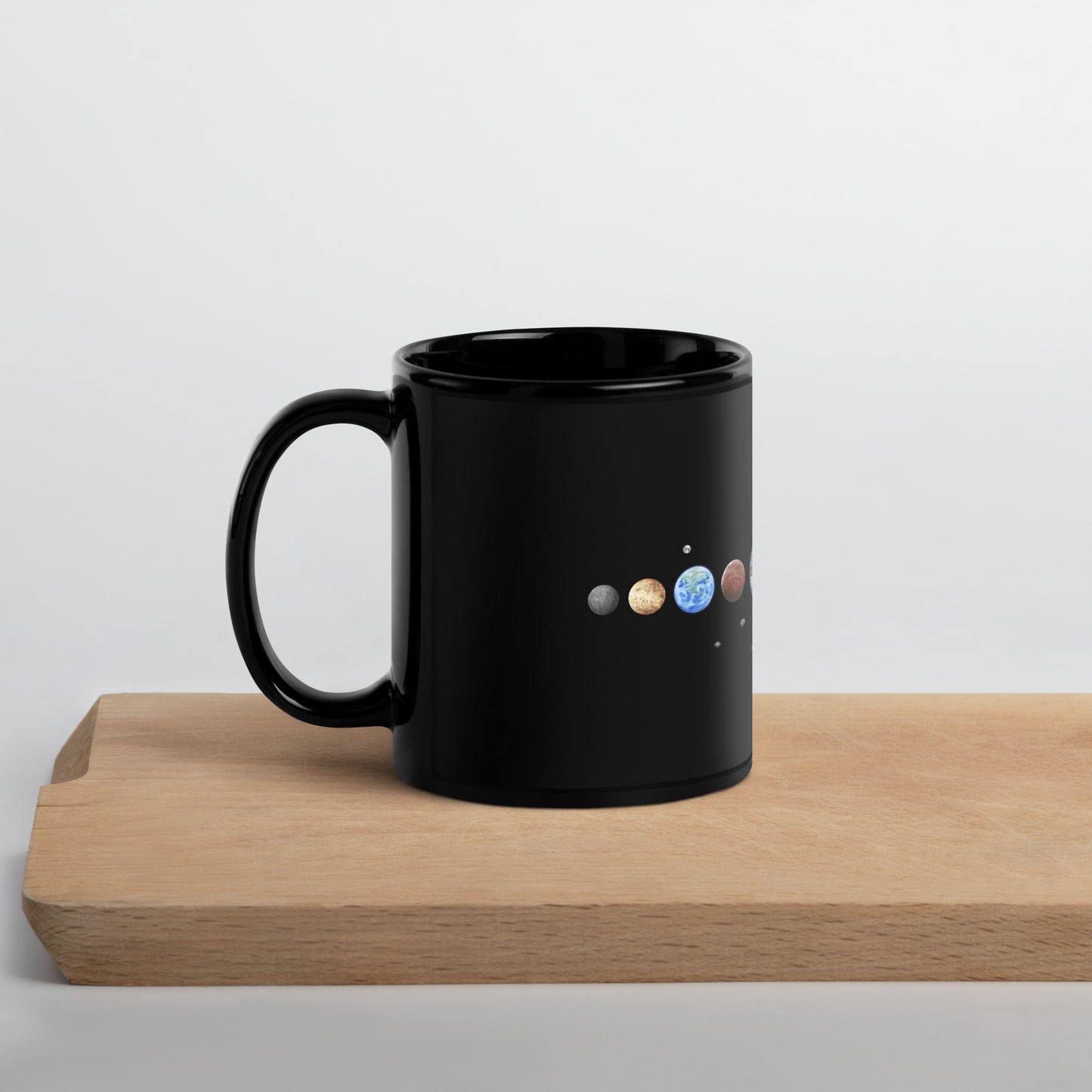 Solar System Planetary Chart - Black Glossy Mug