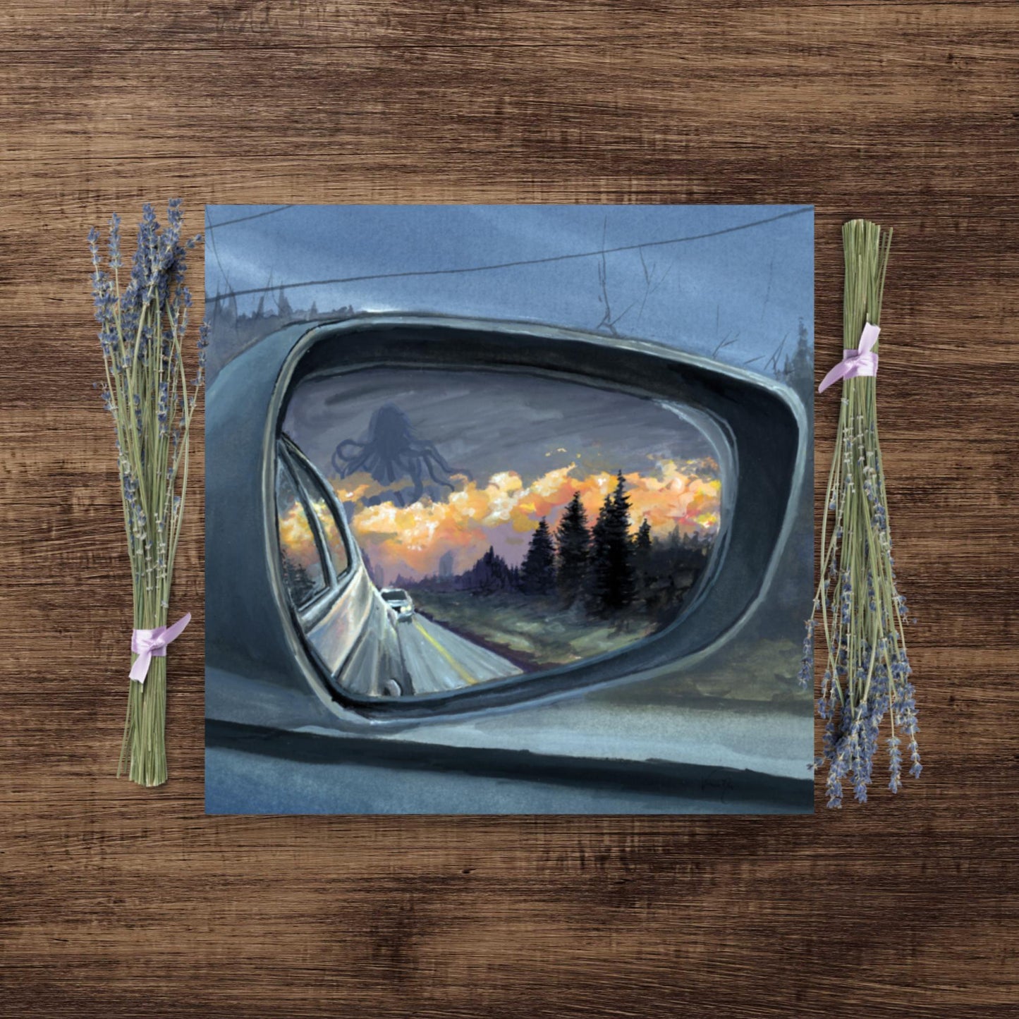 Objects in Mirror May Be Closer Than They Appear - Poster or Canvas Print, with or without Frame